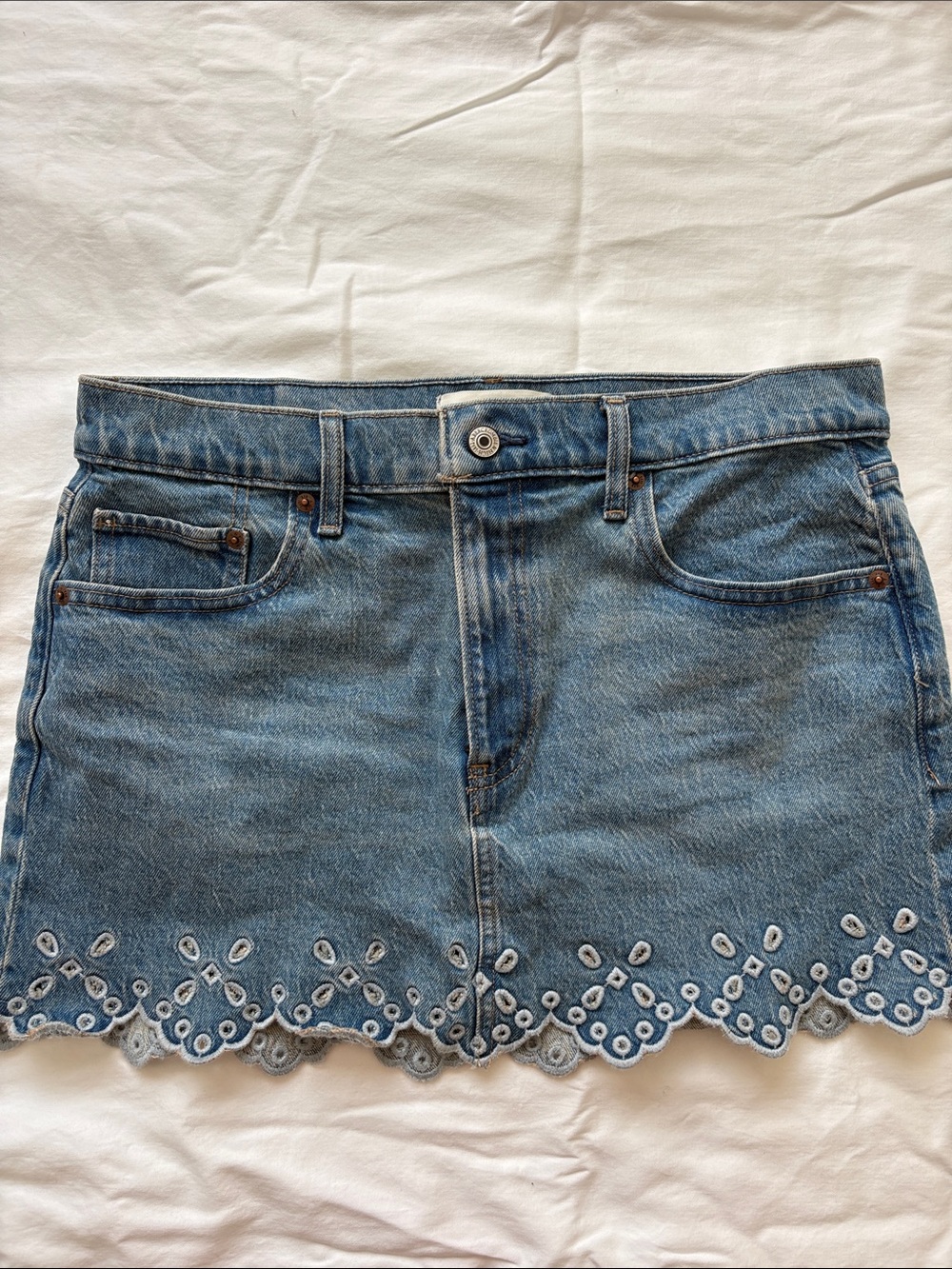 Abercrombie Denim Mini Skirt with Lace Detail
